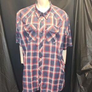 NORTHFACE SNAP Front Men's Blue and Red Plaid Shirt SIZE XXL